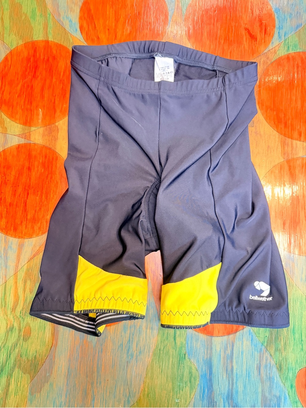 Bellwether Cycling Compression Shorts Adult Medium Black Yellow Logo Inside Pock